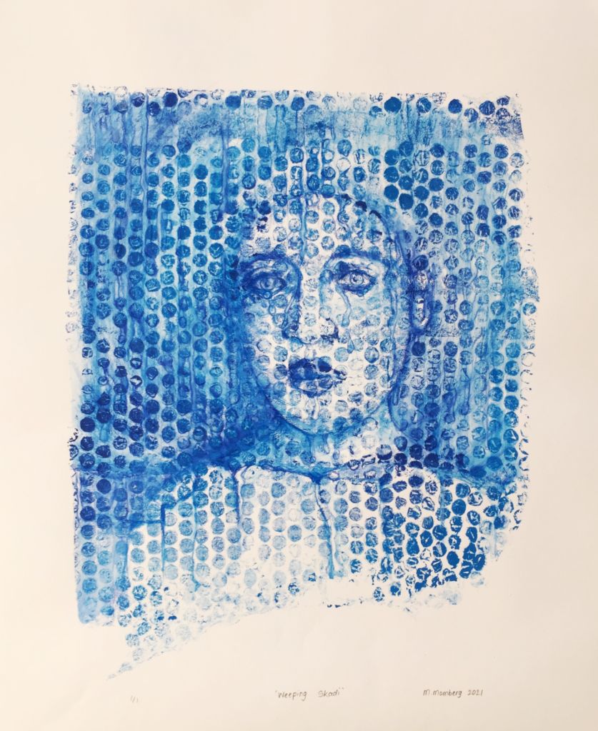 Weeping Skadi. Water-based Monotype