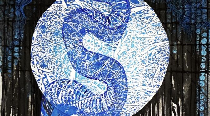 Sesha  – Mixed media collage on canvas, FRAMED